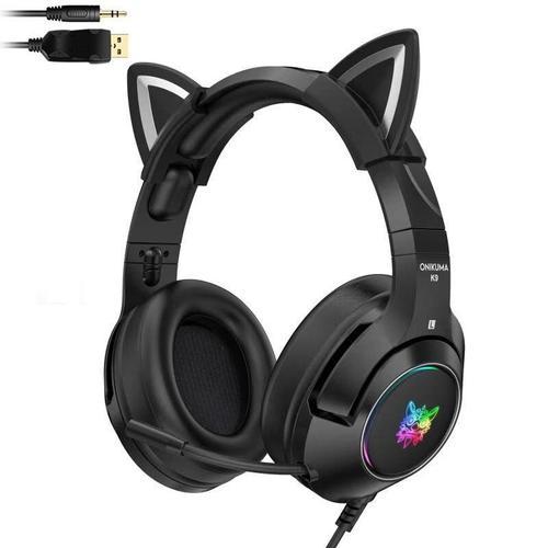 casque de jeu avec micro et oreilles de chat, pour téléphone portab... on Productcaster.