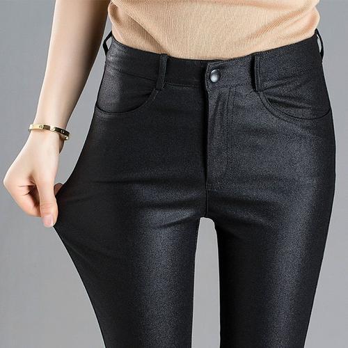 Pantalon Chaud En Cuir Pu Et Velours Pour Femme, Moulant, Crayon Él... on Productcaster.