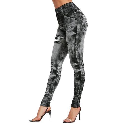 Faux Jean Femmes Leggings Extensible Fitness Femmes Décontracté Flr... on Productcaster.