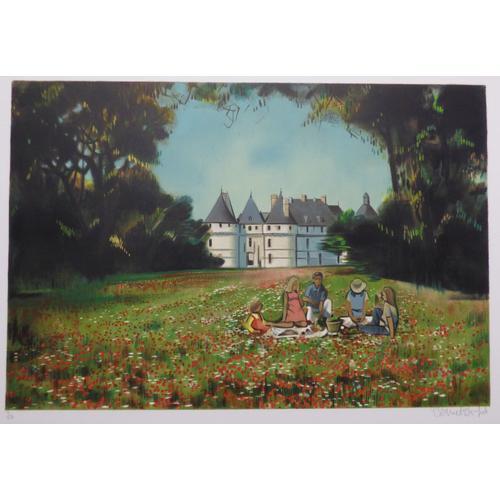 Lithographie Originale De Robert Vernet Bonfort - Château De Chaumont on Productcaster.