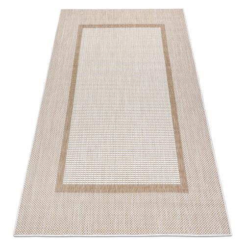 200x290 Cm Tapis Sizal Sion Cadre 21782 Tissé À Plat Ecru / Beige on Productcaster.