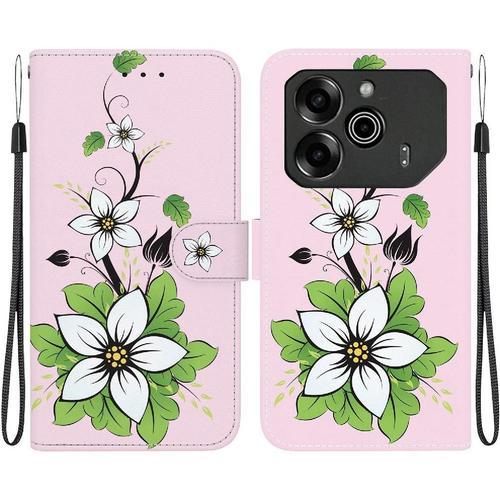 Étui Pour Tecno Pova 6 5g Fleur Papillon Peinte Fermeture Magnétiqu... on Productcaster.