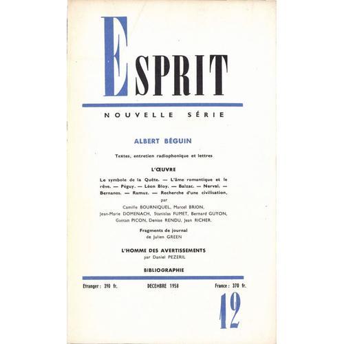 N°12 Décembre 1958 Albert Béguin on Productcaster.