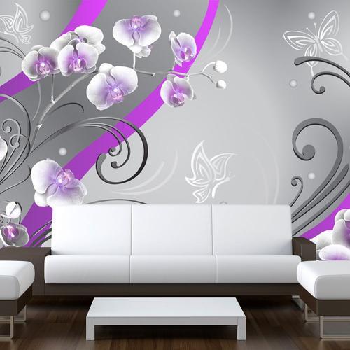 Papier peint intissé Fonds et Dessins Purple orchids - variation : ... on Productcaster.