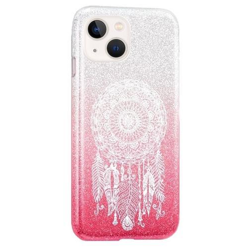 Coque Iphone 13 Paillettes Rose Tie Dreamcatcher Blanc on Productcaster.