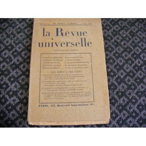 La Revue Universelle - Maurras / Mercier / Maurois / Cohin / Baumann on Productcaster.