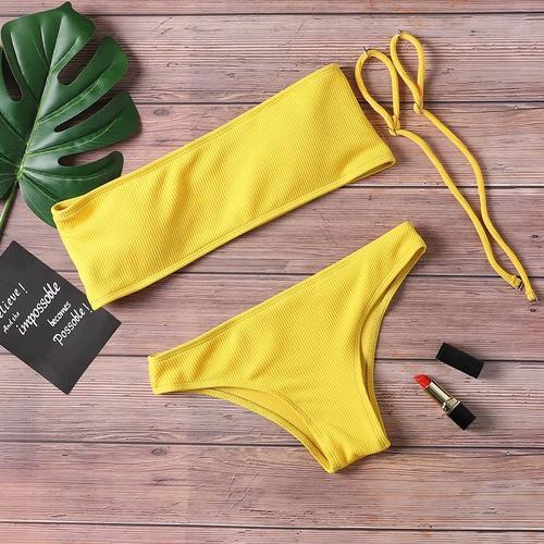 Maillot De Bain Bikini Solide Costume De Plage Femme 2019 Bas L Fs4... on Productcaster.