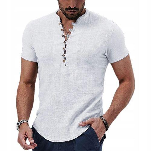 T-Shirt En Lin Élégant Pour Hommes À Manches Courtes Couleurs Xl Fs... on Productcaster.