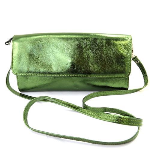 Sac pochette cuir 'Frandi' vert (2 soufflets) on Productcaster.