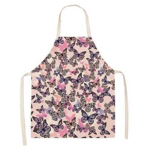 Tablier de cuisine en lin avec papillon et fleurs pour femme,robe K... on Productcaster.