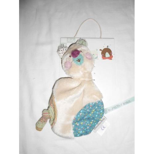 Doudou Moulin Roty Les Jolis Trop Beaux 665015 Ours Plat Tissu Noeud on Productcaster.