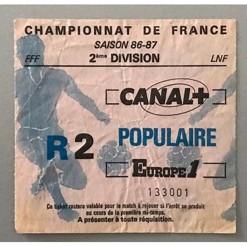 Ticket Football Championnat De France 2 Ème Division Saison 86 / 87 on Productcaster.