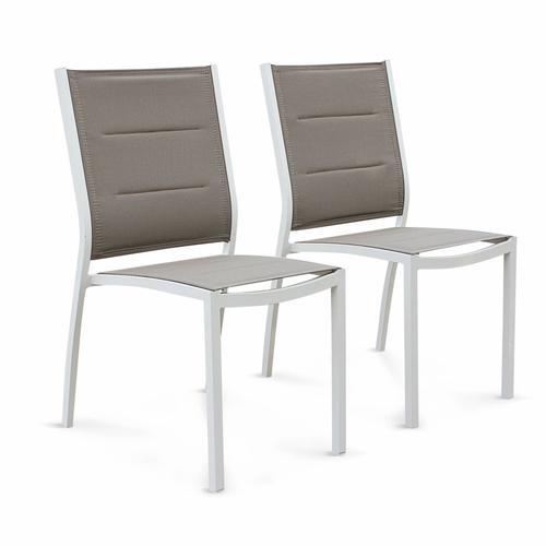 Lot De 2 Chaises Chicago - Aluminium Blanc Et Textilène Taupe on Productcaster.