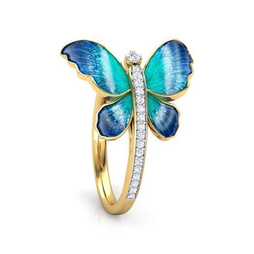 Bagues Papillon Bleu En Époxy Pour Femmes, Bijoux Tendance, Bague E... on Productcaster.