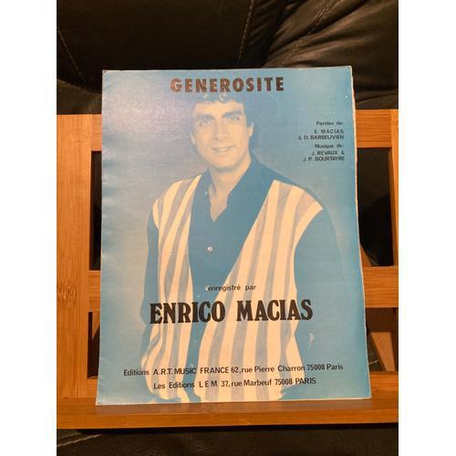 Enrico Macias Generosité Partition Chant Piano Accords Éditions Art... on Productcaster.