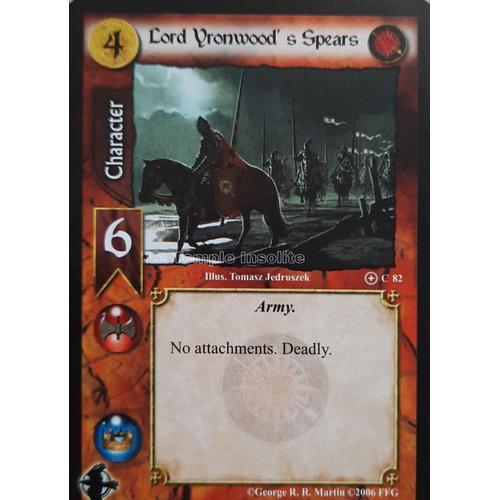 Carte A Game Of Thrones Ccg - Lord Yronwood's Spears C#82 on Productcaster.