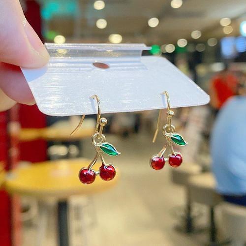 Boucles D'oreilles En Forme De Cerise Rouge, Vente En Gros, Dongdae... on Productcaster.