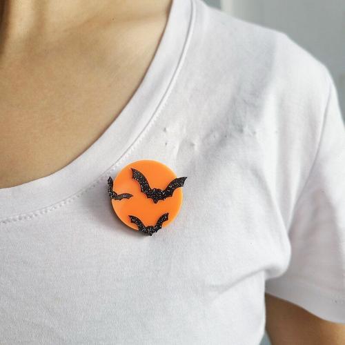 Broche Chat Chauve-Souris Noire En Acrylique, Mignon, Animal, Badge... on Productcaster.