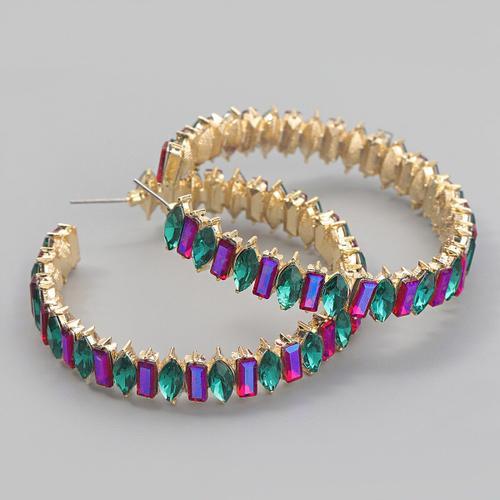 Boucles D'oreilles En Strass Multicolores Pour Femmes, Créoles De D... on Productcaster.