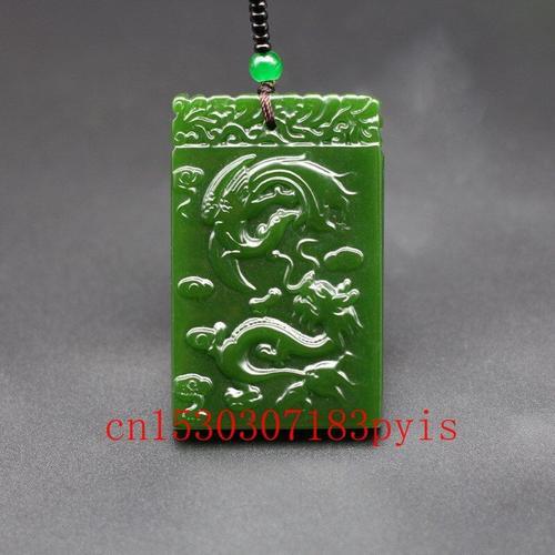 Collier Pendentif Dragon Phoenix En Jade Vert Naturel, Breloque Scu... on Productcaster.