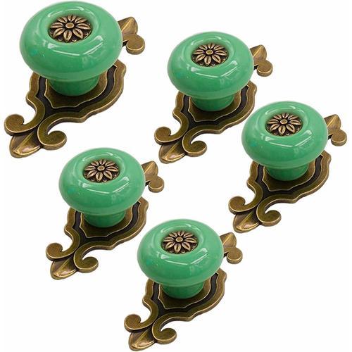 Vert Lot de 5 boutons de porte rétro en céramique pour commode de c... on Productcaster.