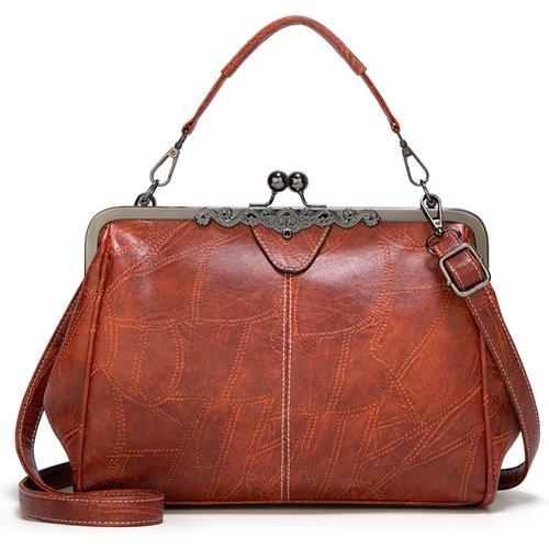 Marron Sac à main rétro pour femmes, sac à main en cuir PU Vintage ... on Productcaster.