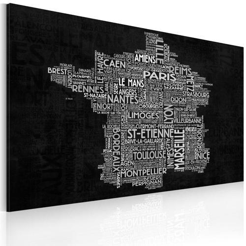 Tableau Cartes du monde Text map of France on the black background ... on Productcaster.