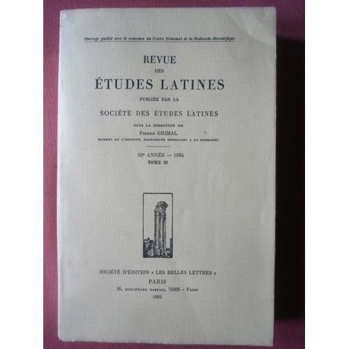 Revue Des Études Latines Publiée Par La Société Des Études Latines ... on Productcaster.