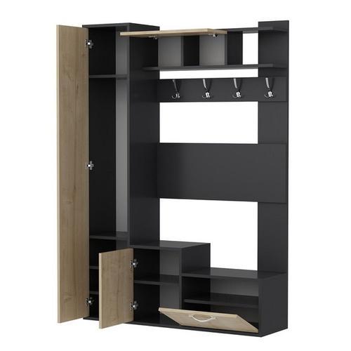 Mobilier D'entrée Seina- Avec Portes, Étagères -Chêne, Anthracite E... on Productcaster.