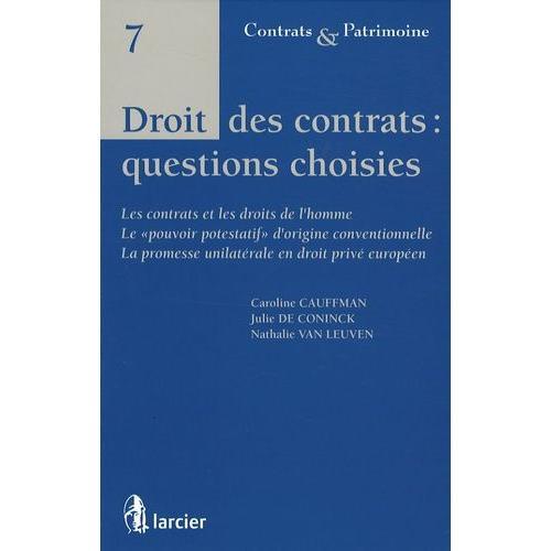 Droit Des Contrats : Questions Choisies on Productcaster.