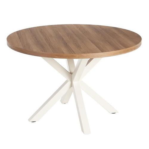 Table De Repas Ronde Bois/Métal Blanc Taille M - Malimo on Productcaster.