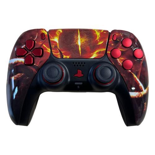 Clever Ps5 Wireless Dualsense Controller – Custom Flaming Eye Of Sa... on Productcaster.