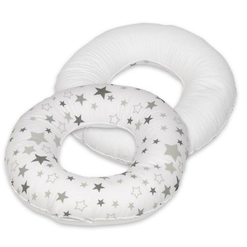 Coussin Rond Post Natal Etoiles Grises Et Blanches Sur Fond Blanc B... on Productcaster.