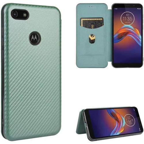 Compatible Avec Coque Moto E6 Play, Mince Flip Fibre De Carbone Tes... on Productcaster.