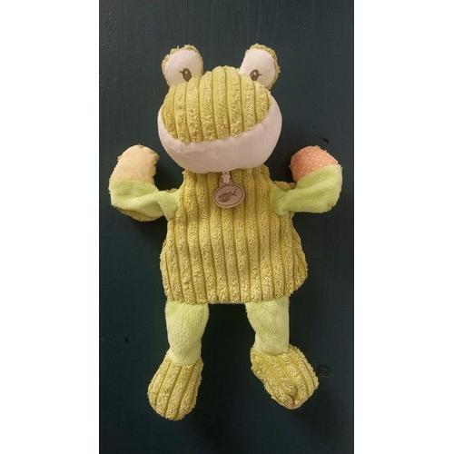 Marionnette Grenouille Baby Nat Doudou Vert Rayures Relief Pois on Productcaster.