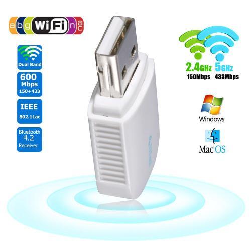 Mini adaptateur WiFi USB 2.4G + 5G, compatible Bluetooth, carte rés... on Productcaster.