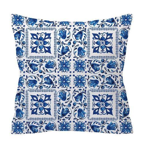 Housse De Coussin Motif Aquarelle Italienne, Bleu, Imprimé Floral E... on Productcaster.