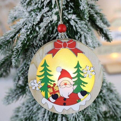 Pendentif De Joyeux Noël En Bois, Joli Dessin Animé Père Noël Bonho... on Productcaster.