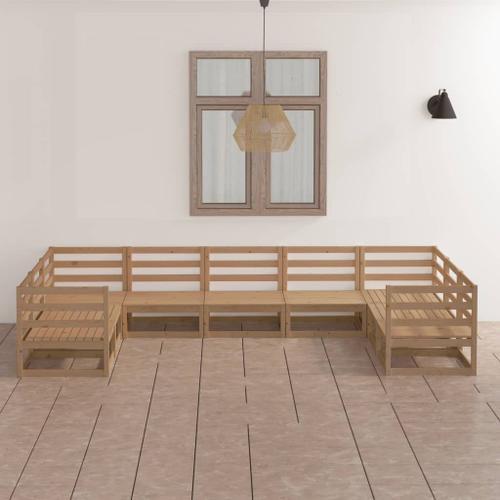 Vidaxl Salon De Jardin 9 Pcs Bois De Pin Massif on Productcaster.