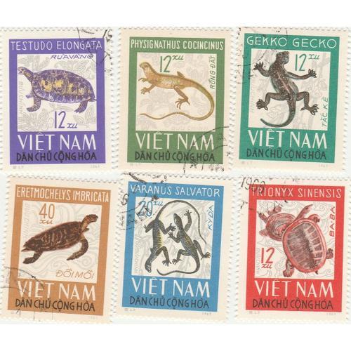 6 Timbres Oblitérés Du Vietnam - Reptiles Divers on Productcaster.