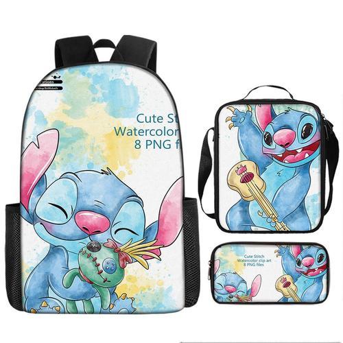 Sac à dos Stitch pour enfants, grande capacité, sac d'école imprimé... on Productcaster.