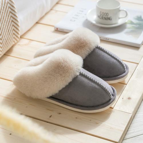 Luxury Faux Suede Home Women Full Fur Slippers Winter Warm Plush Be... on Productcaster.