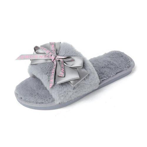 Mignons Chaussons En Peluche Type Mules Pour Femmes, Pantoufles Pla... on Productcaster.