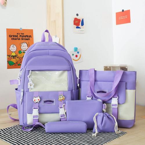 Ensemble de sacs d'école de cinq pièces, sac à dos léger en tissu O... on Productcaster.