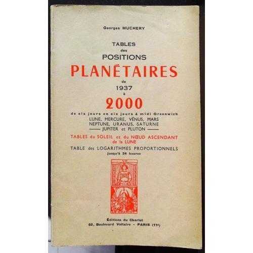 Tables Des Positions Planétaires, 1937-2000 on Productcaster.