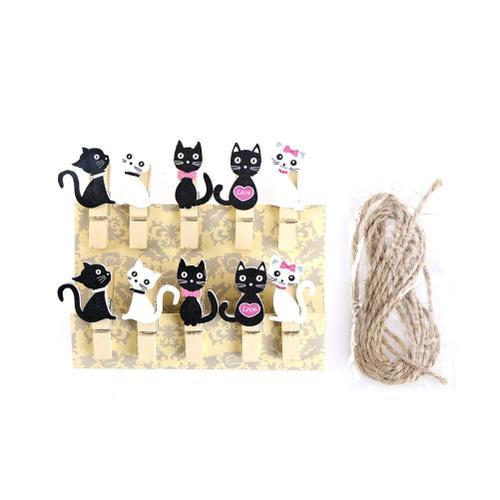 Lot De 10 Mini Attaches Papier En Bois Décorées Avec Chat Japonais ... on Productcaster.