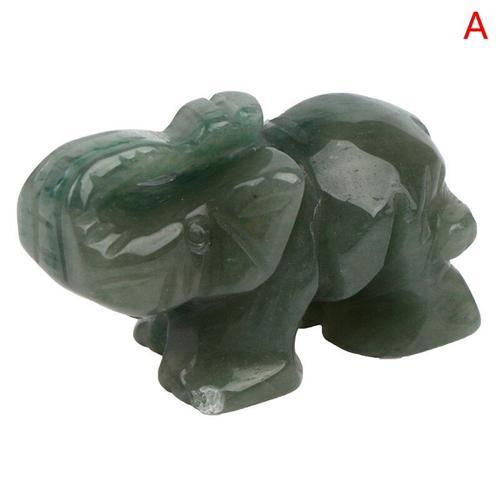 Statue D'éléphant Porte-Bonheur Vert, Pierre De Jade Aventurine, Dé... on Productcaster.