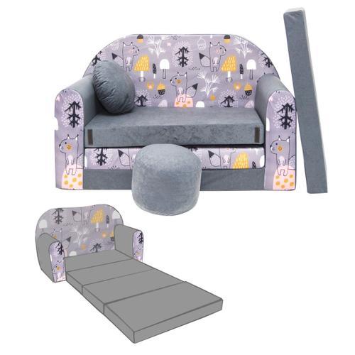 Nino Canapé Convertible Lit Pour Enfant Avec Pouf Et Coussin Oeko-T... on Productcaster.