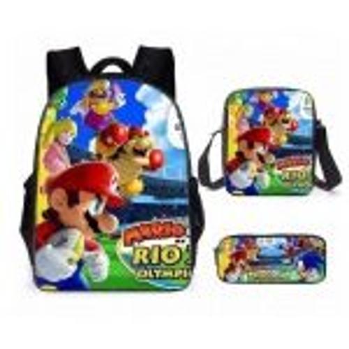 Super Mario Brothers sac d'école ensemble de trois pièces sac à dos... on Productcaster.