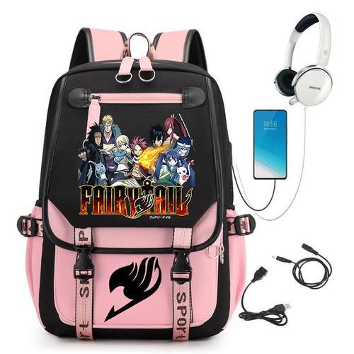 Anime Fairy Tail sac d'école sac à dos USB charge sac à dos grande ... on Productcaster.